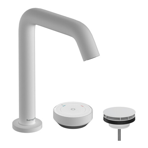 hansgrohe 2-Loch-Waschtischarmatur Tecturis S mit Ablaufgarnitur, CoolStart, mattweiß