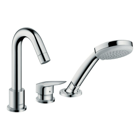 hansgrohe Fertigmontageset Logis 3-Loch-Wannenrand-Einhebelmischer, chrom