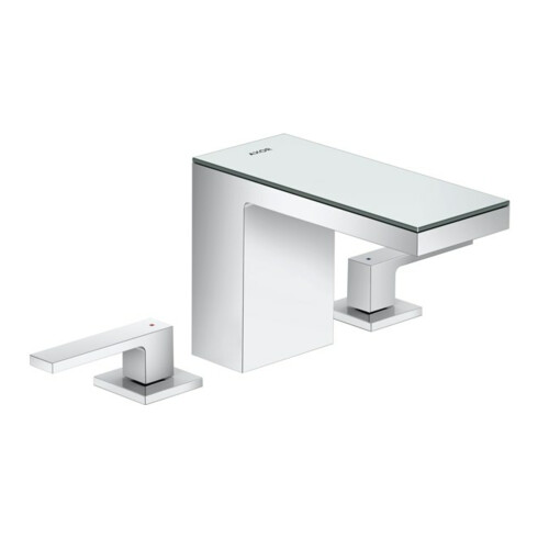 hansgrohe 3-Loch-Waschtischarmatur 110 Axor MyEdition A 150mm, m Pus-Op-Abl, m Pl, cr/Sp.-Glas