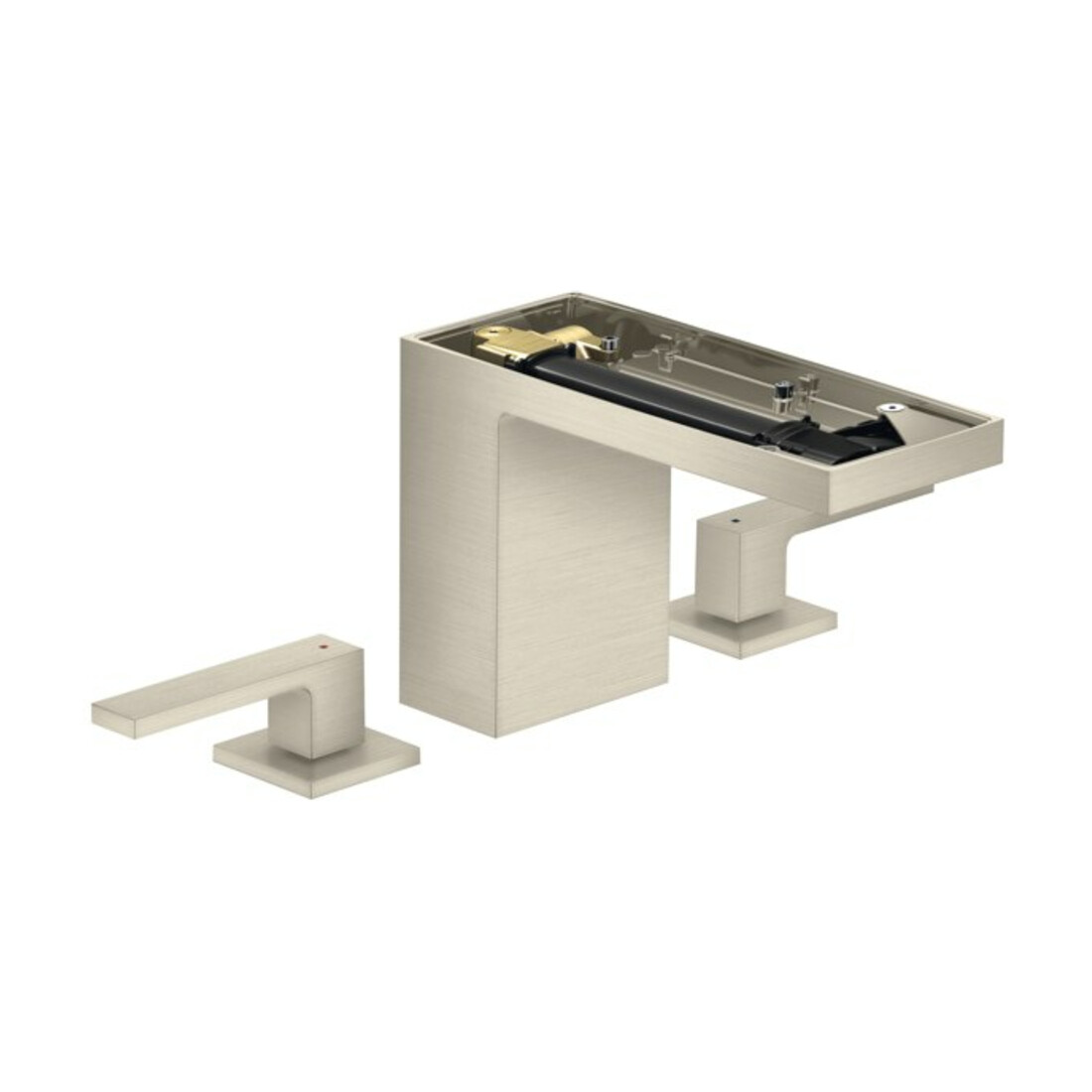 hansgrohe 3-Loch-Waschtischarmatur 110 Axor MyEdition A 150mm, m Pus-Op-Abl, o Pl., brush. ni.
