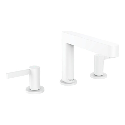 hansgrohe 3-Loch-Waschtischarmatur 110 Finoris mit Push-Open-Ablaufgarnitur, mattweiß