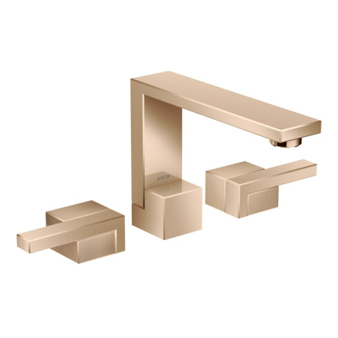 hansgrohe 3-Loch-Waschtischarmatur 130 Axor Edge Ausl. 173mm, Diamantschl., pol. red gold