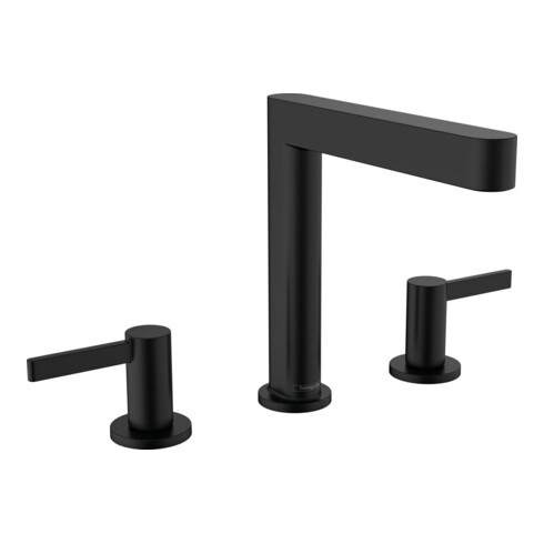 hansgrohe 3-Loch-Waschtischarmatur 160 Finoris m Push-Open-Ablaufgarnitur, schwarz matt