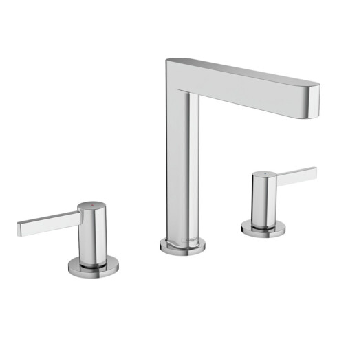 hansgrohe 3-Loch-Waschtischarmatur 160 Finoris mit Push-Open-Ablaufgarnitur, chrom