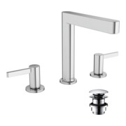 hansgrohe 3-Loch-Waschtischarmatur 160 Finoris mit Push-Open-Ablaufgarnitur, chrom-3