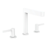 hansgrohe 3-Loch-Waschtischarmatur 160 Finoris mit Push-Open-Ablaufgarnitur, mattweiß