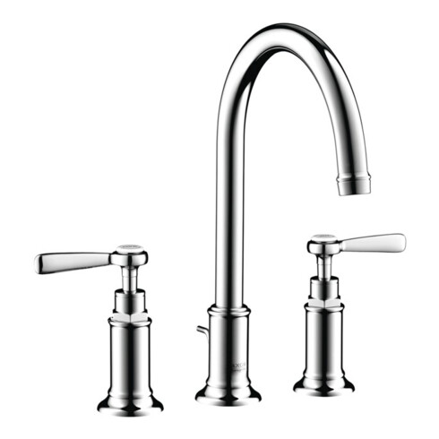 hansgrohe 3-Loch-Waschtischarmatur 180 Axor Montreux A 175mm, m Hebelgr., Zugst.Abl.Gar., chr