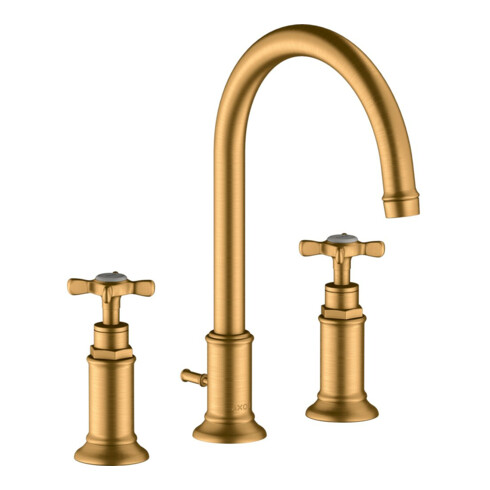 hansgrohe 3-Loch-Waschtischarmatur 180 Axor Montreux A 175mm, m Kreuz, ZugstAblGar, b gol opt