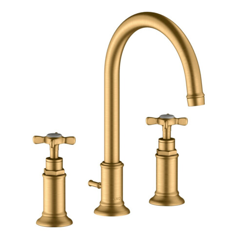hansgrohe 3-Loch-Waschtischarmatur 180 Axor Montreux A 175mm, m Kreuz, ZugstAblGar, brush. br
