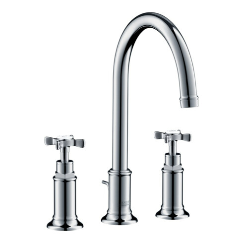 hansgrohe 3-Loch-Waschtischarmatur 180 Axor Montreux A 175mm, m Kreuzgr., Zugst.Abl.Gar., chr