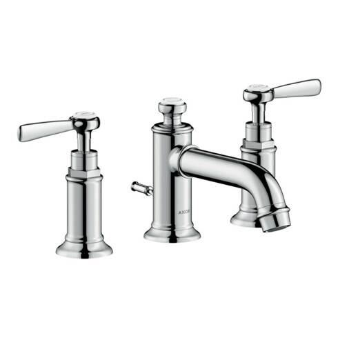 hansgrohe 3-Loch-Waschtischarmatur 30 Axor Montreux A 143mm, m H-Gr, ZugstAblGar, brush. ni.
