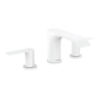 hansgrohe 3-Loch-Waschtischarmatur 90 Vivenis mit Zugstangen-Ablaufgarnitur, mattweiß