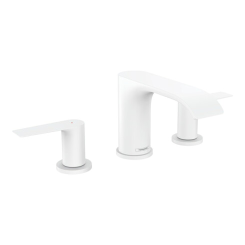 hansgrohe 3-Loch-Waschtischarmatur 90 Vivenis mit Zugstangen-Ablaufgarnitur, mattweiß