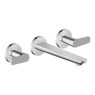 hansgrohe 3-Loch-Waschtischarmatur Axor Citterio C cub cut, chr, UP Wandmont., Ausl. 193mm
