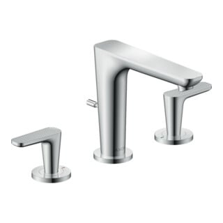 hansgrohe 3-Loch-Waschtischarmatur Axor Citterio C cubic cut, c, A 135mm, Zugst. Abl.garn