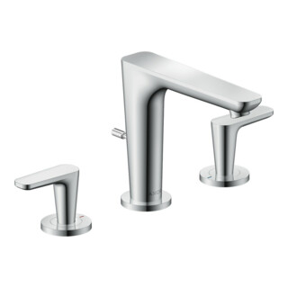 hansgrohe 3-Loch-Waschtischarmatur Axor Citterio C o S, chr, Ausl. 135mm, Zugst. Abl.garn