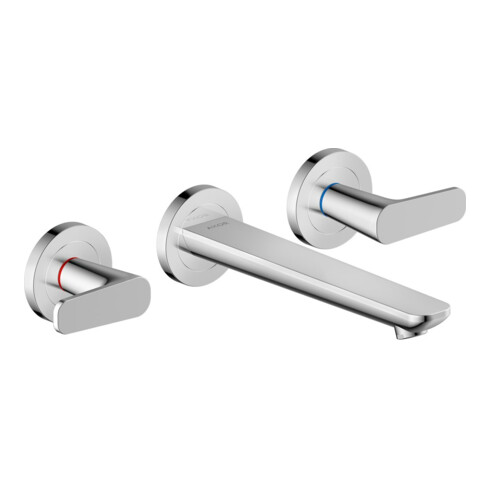 hansgrohe 3-Loch-Waschtischarmatur Axor Citterio C o Struk., chr, UP Wandmont., Ausl. 193mm