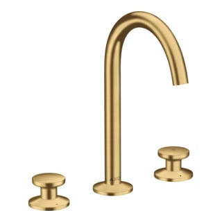 hansgrohe 3-Loch-Waschtischarmatur Sel. 170 Axor One A 140mm, m Pus-Op-Abl, brush. gol opt