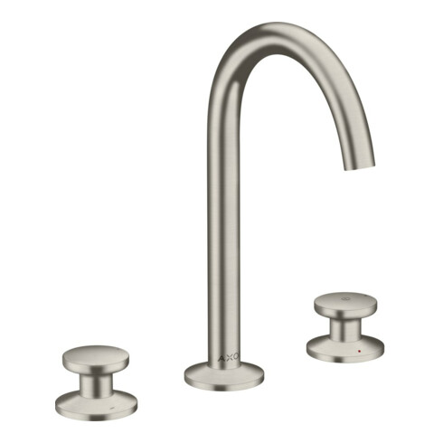 hansgrohe 3-Loch-Waschtischarmatur Sel. 170 Axor One A 140mm, m Pus-Op-Abl, Edelstahl-Optik