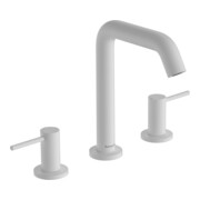 hansgrohe 3-Loch-Waschtischarmatur Tecturis S mit Push-Open-Ablaufgarnitur, mattweiß