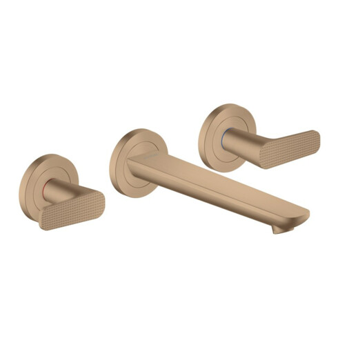 hansgrohe 3-Loch-Waschtischarmatur Wand UP Axor Citterio C mit Auslauf 195 mm Cubic cut BRG