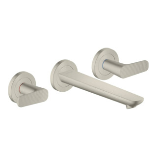 hansgrohe 3-Loch-Waschtischarmatur Wand UP Axor Citterio C mit Auslauf 195 mm Cubic cut BSO