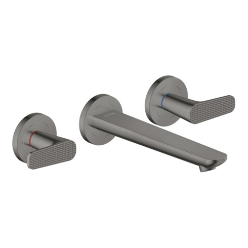 hansgrohe 3-Loch-Waschtischarmatur Wand UP Axor Citterio C mit Auslauf 195 mm Cubic cut PBC