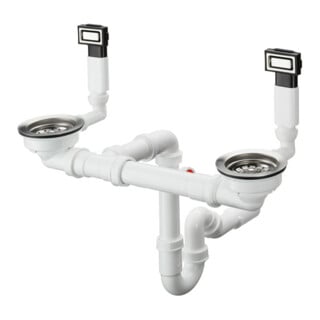 hansgrohe Ab- u. Überlaufgarnitur D15-10 Edelstahl, manuell, für Doppelbecken