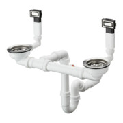 hansgrohe Ab- u. Überlaufgarnitur D15-10 Edelstahl, manuell, für Doppelbecken