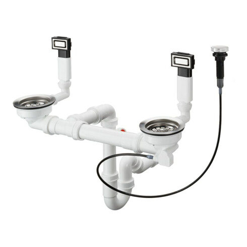 hansgrohe Ab- u. Überlaufgarnitur D15-11 automatisch, für Doppelbecken, Edelstahl