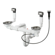 hansgrohe Ab- u. Überlaufgarnitur D15-11 automatisch, für Doppelbecken, Edelstahl