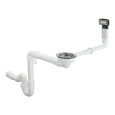 hansgrohe Ab- u. Überlaufgarnitur D16-10 manuell, für Einzelbecken Granit, chrom