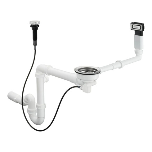 hansgrohe Ab- u. Überlaufgarnitur D16-11 autom., für Einzelbecken Granit, chrom