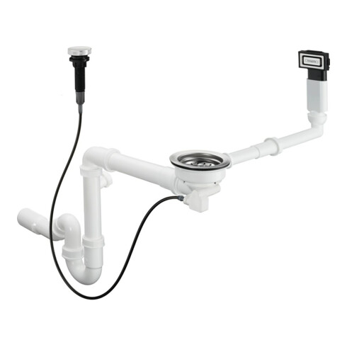 hansgrohe Ab- u. Überlaufgarnitur D16-11 autom., für Einzelbecken Granit, chrom