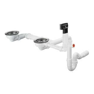 hansgrohe Ab- u. Überlaufgarnitur D17-10 manuell, für Doppelbecken Granit, chrom