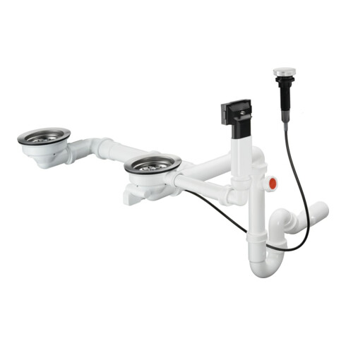 hansgrohe Ab- u. Überlaufgarnitur D17-11 autom., für Doppelbecken Granit, chrom