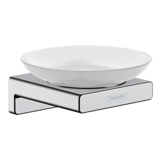 hansgrohe AddStoris Porte-savon mural, verre mat, métal, chrome