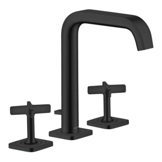 hansgrohe Axor Citterio E Robinet lavabo 3 trous 170, 165 mm, tirette, rosace, mat noir