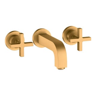 hansgrohe Axor Citterio Ensemble de montage prêt à l'emploi Mitigeur lavabo encastré 3 trous, avec vidage, optique or brossé