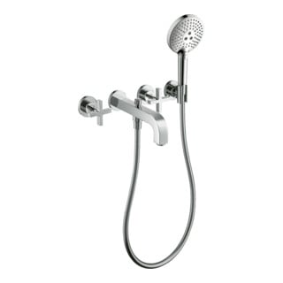 hansgrohe Axor Citterio Kit de montage complet robinetterie baignoire 3 trous encastré, avec poignées croisillon, chrome