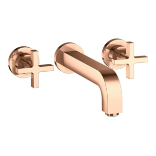 hansgrohe Axor Citterio Set de montage complet Robinet lavabo encastré 3 trous, avec poignées croisillon, poli or rouge