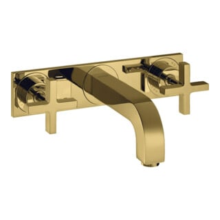 hansgrohe Axor Citterio Set de montage complet Robinet lavabo encastré 3 trous, avec poignées croisillons, or poli optique