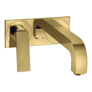hansgrohe Axor Citterio Set de montage prêt à l’emploi Mitigeur lavabo encastré, A 220 mm, HG, Rs, optique or poli