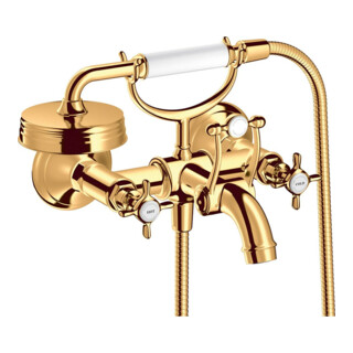 hansgrohe Axor Montreux Mitigeur évier 2 poignées AP, L 224 mm, avec poignées croisillon, poli or brillant
