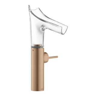 hansgrohe Axor Starck V 220 m Mitigeur lavabo monocommande verre, ensemble vidage, brossé or rouge