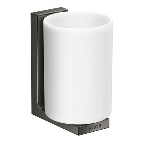 hansgrohe Axor Uni. Gobelet à dents rectangulaire en verre, montage mural, chrome noir poli