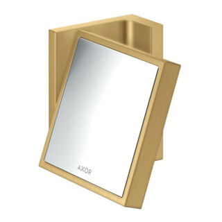hansgrohe Axor Uni. Miroir de rasage rectangulaire inclinable, montage mural, optique or brossé