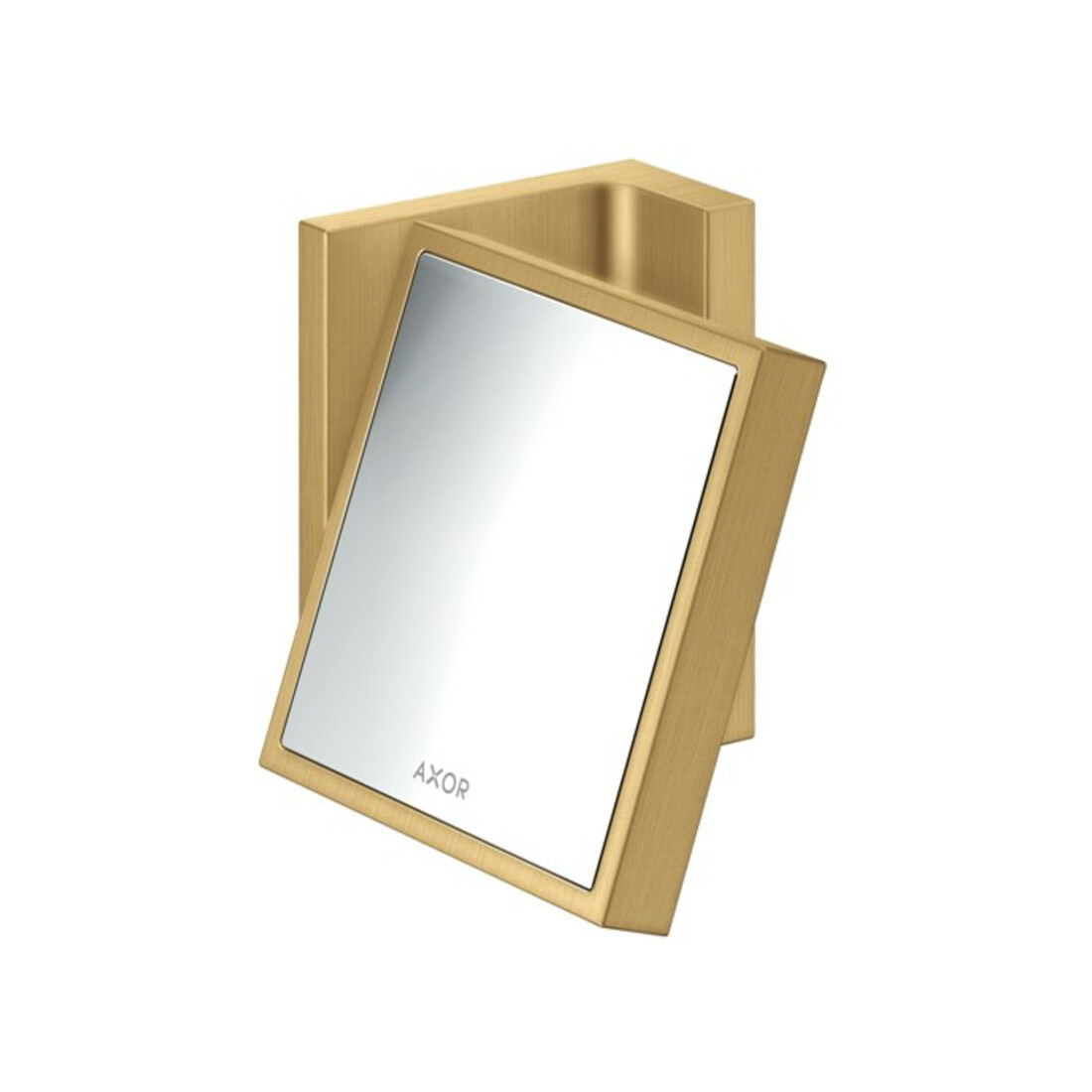 hansgrohe Axor Uni. Miroir de rasage rectangulaire inclinable, montage mural, optique or brossé
