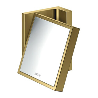 hansgrohe Axor Uni. Miroir de rasage rectangulaire inclinable, mural, or poli