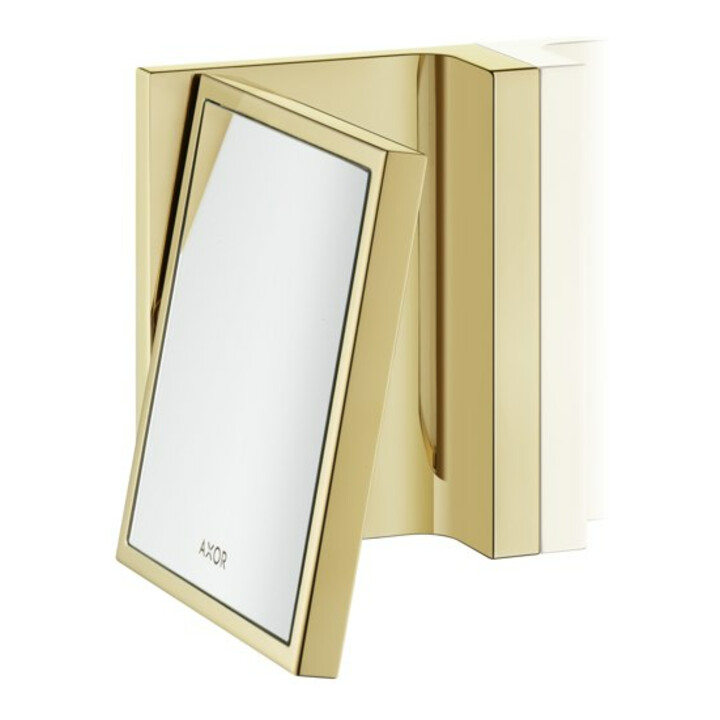 hansgrohe Axor Uni. Miroir de rasage rectangulaire inclinable, mural, or poli